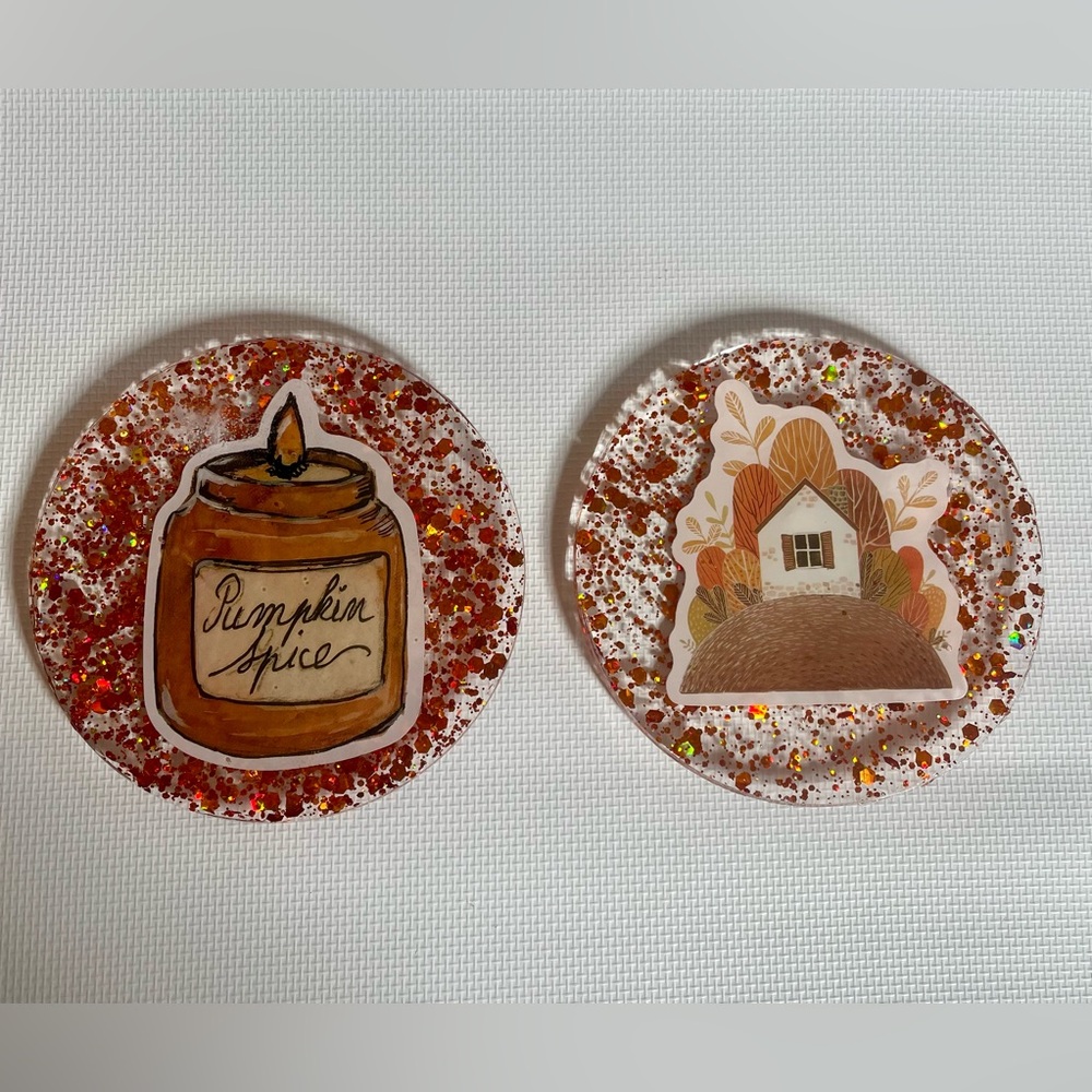 Hand Crafted Resin Fall Magnet Set of 2